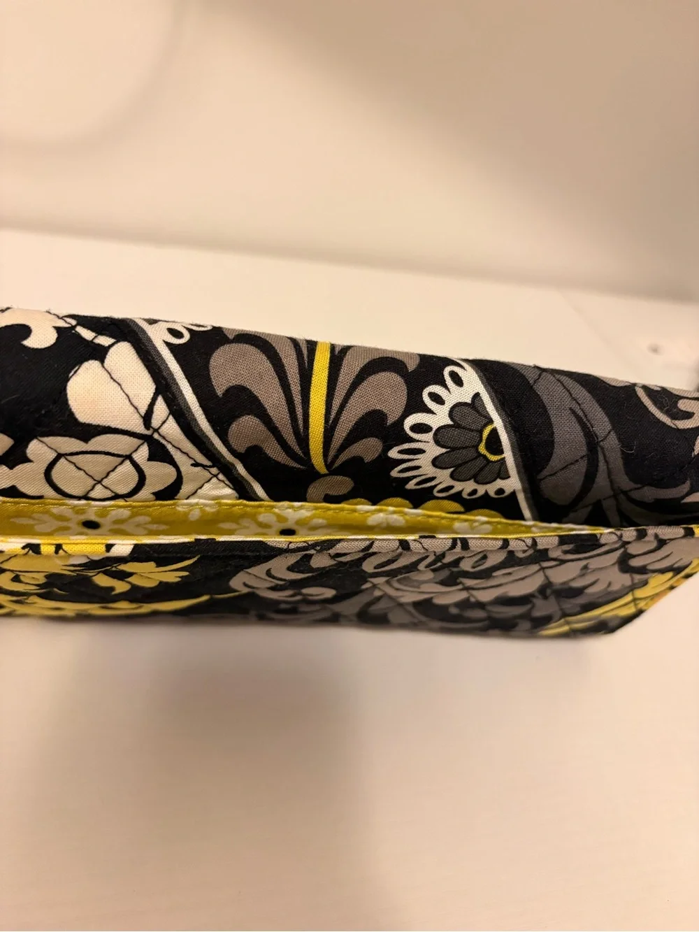 Vera Bradley Black, Yellow & Gray Quilted Floral Zip Wallet